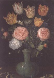 Vase of Flowers with Diamonds on the Table by Jan the Elder Brueghel