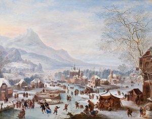 Winter Scene with Skaters by Jan the Elder Griffier