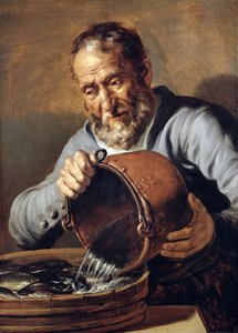 Water and Old Age: Fishmonger with Bucket and Tub of Fish
