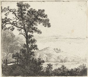 Landscape with Tree by a Riverbank by Jan van Brosterhuyzen