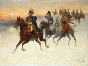 Marshal Ney and Napoleon and their Troops during the Russian campaign by Jan van Chelminski