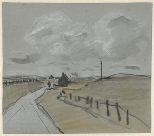 View Along a Road with High Banks and Fences by Jan van Essen