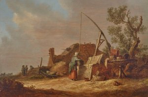 A Landscape with a Woman at a Well by Jan van Goyen