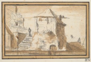 Two Buildings with a Stairway by Jan van Goyen