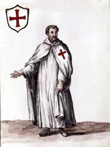 Knight of the Order of Templars. Watercolour drawing and ink from the manuscript “Customs of the Venitians” by Jan van Grevenbroeck (or Giovanni Grevembroch) (1731-1807) by Jan van Grevenbroeck