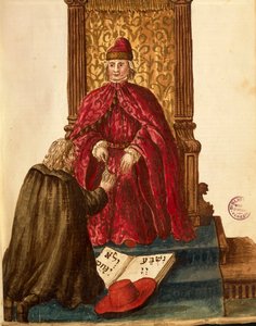 Republic dignitary swearing loyalty to Venetian Doge, from Gli Abiti de Veneziani, illustrated book of costumes
