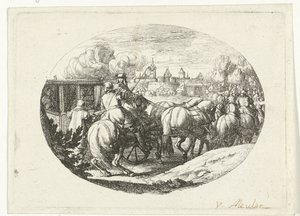Army and Carriages Moving Towards City Military Scenes from the Life of Louis XIV, King of France (series title) by Jan van Huchtenburg