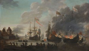 The Dutch Burning English Ships During Raid on the Medway