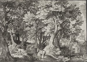Landscape with the Disobedient Prophet Being Consumed by a Lion by Jan van Londerseel