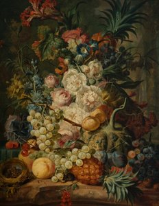 Still life with fruit and flowers