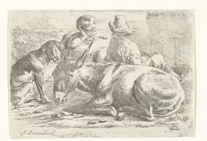 Two Resting Donkey Drivers by Jan van Ossenbeeck