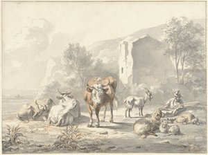 Landscape with Cattle and Ruin by Jan van Ravenswaay