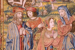 Flemish tapestry. Series The passion of Christ: Descent from the cross (detail)