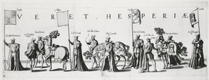 Arms of Castile and Leon at the Funeral Procession of Emperor Charles V, 1559 by Jan van and Doetechum Doetechum the elder