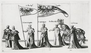 Imperial banner at the Funeral Procession of Emperor Charles V by Jan van and Doetechum Lucas van and Bol Hans Doetechum the elder