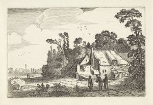 Figures on a Country Road by a Farm