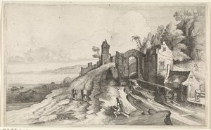 Coastal Landscape with a Watermill (Seascapes) by Jan van de Velde (II)