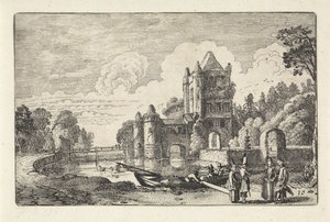 Landscape with the Amsterdam Gate in Haarlem (Landscapes series) by Jan van de Velde (II)