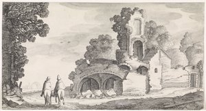 Landscape with Ruin and Two Riders by Jan van de Velde (II)