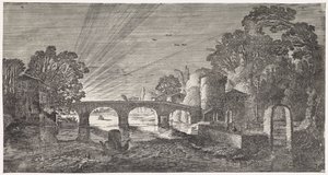 River View at Sunset (series title: Pleasant Landscapes and Delightful Sights) by Jan van de Velde (II)