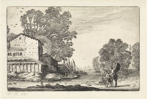 Tobias and the Angel in a Landscape with a Ruin by Jan van de Velde (II)
