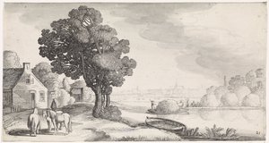 Transport of Hay on a River with Haarlem in the Distance (Playsante lantschappen ende vermakelycke gesichten) by Jan van de Velde (II)