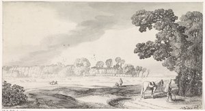 Pastoral Landscape with a Man Urinating (series title: Playsante lantschappen ende vermakelycke gesichten) by Jan van de Velde (II)