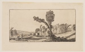 Landscape with Hunters and Hay-Carts, from Six Landscapes by Jan van de Velde II