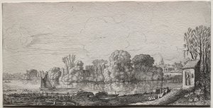 Landscapes: A Little Chapel by a Pond by Jan van de Velde II