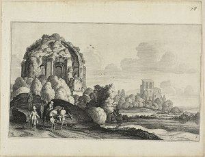 Travellers in Front of the Minerva Medica Temple in Rome by Jan van de Velde II