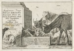 Animals by a Fountain by Jan van den Hecke