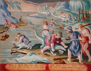 Killing Crocodiles Using Sticks and Clubs, Plate 88 from 