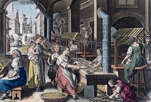 Silk Production in Europe in the 16th Century by Jan van der (1523 1605) (after) Straet