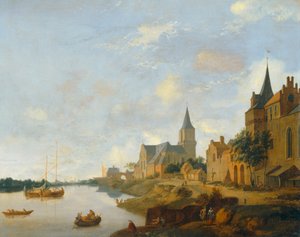 The Rhine at Emmerich with the Church Saint Martin