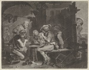 Card Players and a Man Urinating by Jan van der Bruggen