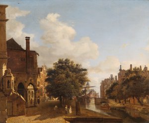 Architectural Fantasy, with the Old Town Hall, Amsterdam c.1667-72 by Jan van der Heyden