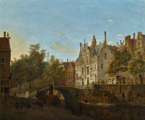 View of the Oude Delft with the Gemeenlandshuis by Jan van der Heyden