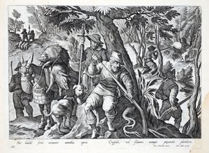 Hunters Use Spears or Guns Loaded with Lead to Hunt Mountain Boar (illustration from 