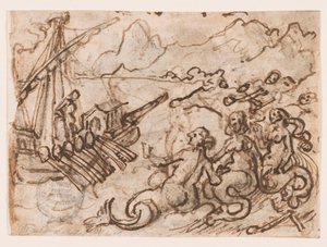 Page of a Sketchbook: Ulysses Passes the Sirens (recto); Ulysses in the Underworld (verso) by Jan van der Straet, called Stradanus
