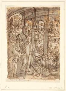Recto: Christ Healing Paralytics near the Pool of Bethesda; Verso, above: Mercury, Patron of Travellers; Verso, below: Studies of a Man near an Open Door by Jan van der Straet, called Stradanus