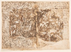Tapestry design with John the Baptist Preaching (or Christ among the bystanders)