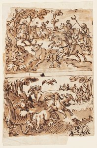 Sketchbook Page with Bull Hunts