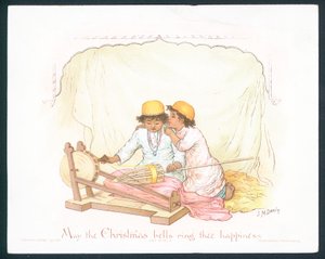 Victorian Christmas Card with Two Young Boys