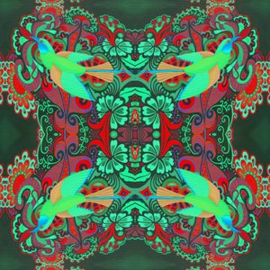Flying Bird Pattern Green by Jane Tattersfield