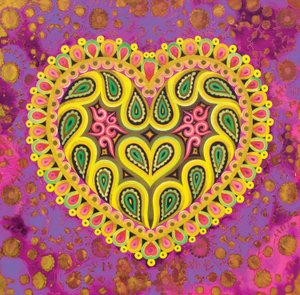 Valentines folk heart on pink, 2016
