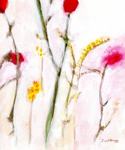 Floral in Orange and Lilac, c.2019 by Janel Bragg
