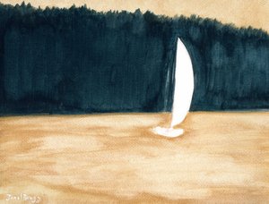 Sailboat in Guemes Channel by Janel Bragg