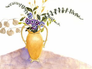 Still Life with Purple Flowers and English Vase by Janel Bragg