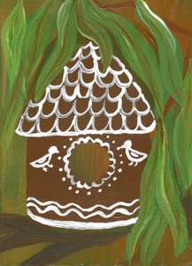Cozy Gingerbread Birdhouse by Janine Brewster