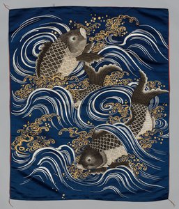 Gift Cover (Fukusa) with Carp in Waves by Japan, Meiji period